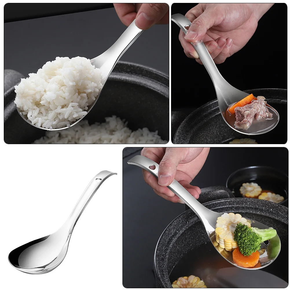 Stainless Steel Rice Reusable Large Porridge Scoop Home Porridge Scoop Kitchen Tool Easy Clean Portable Spoon