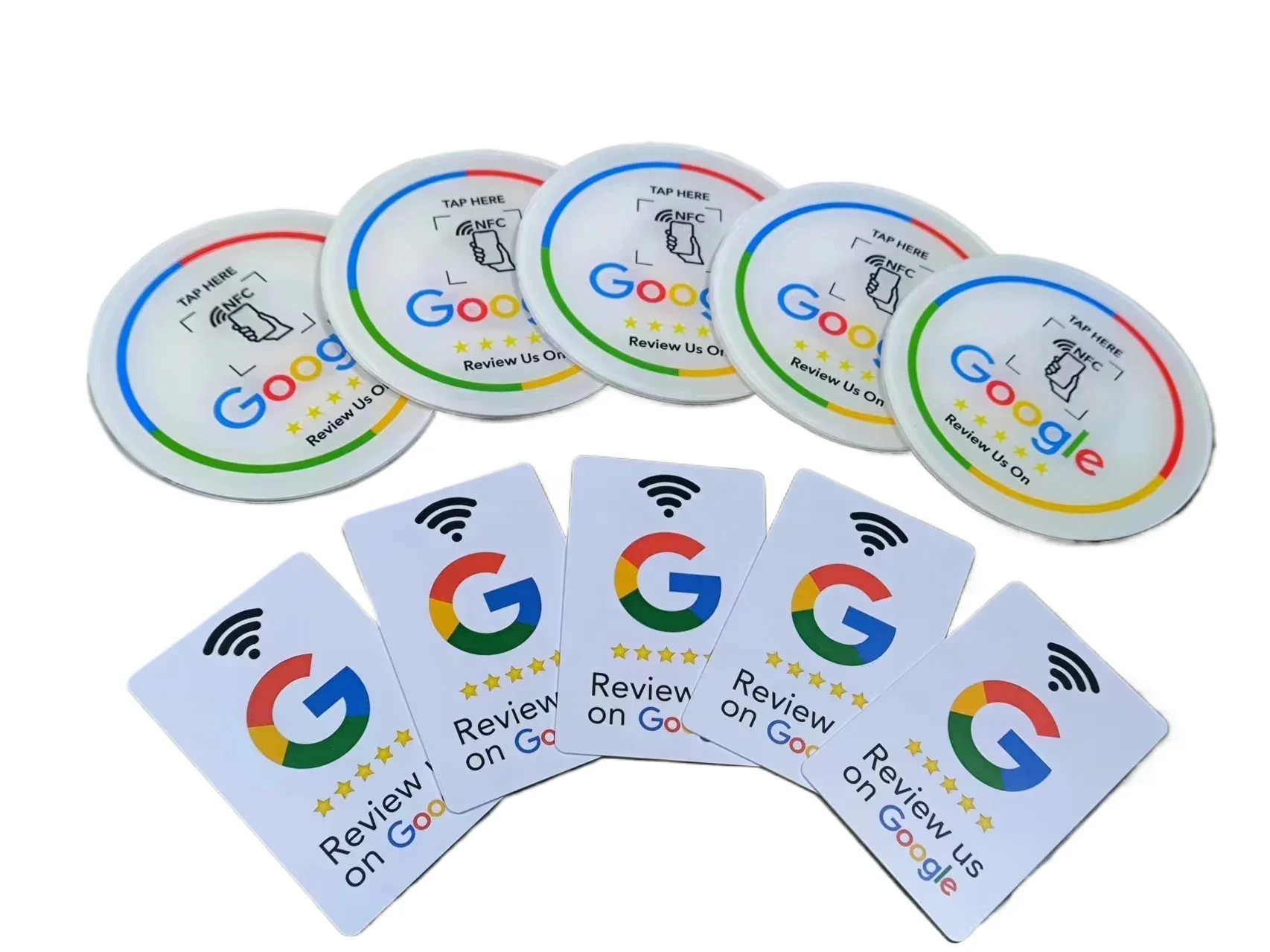 10cm Programmable NFC Acrylic Table Sticker NTAG215 13.56MHz Adhesive Google Review Tag for Business Rating Collection