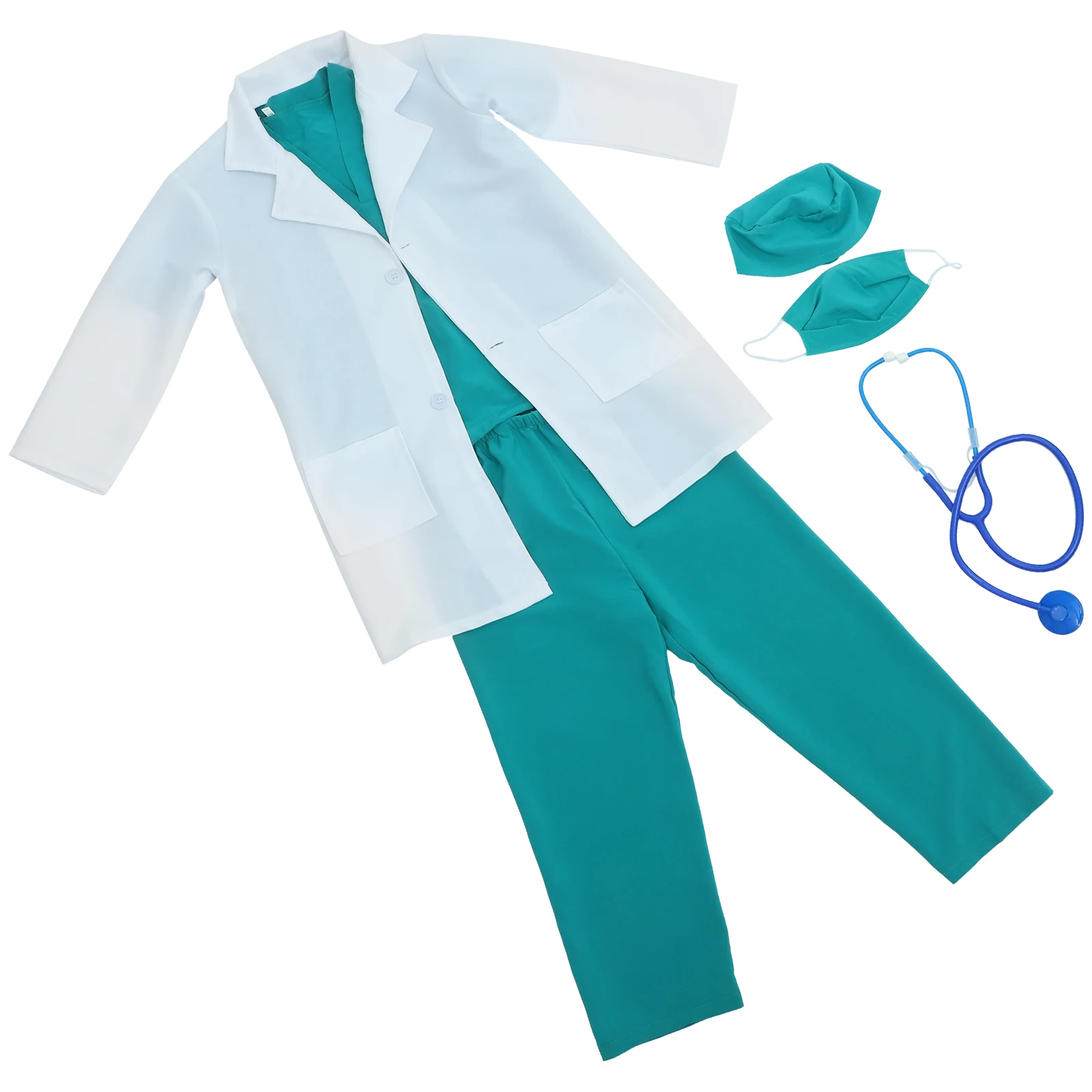 

Kids Doctor Costume 120cm Washable Nurse Stethoscope Lab Coat Set Birthday Party Festival Performance Toddler Clothes