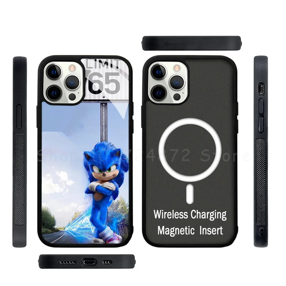 Sonics Cute H-Hedgehogs Phone Case Strong Magnetic For IPhone 15 14 13 Pro Max Mini Alex Mirror For Magsafe Wireless Charging