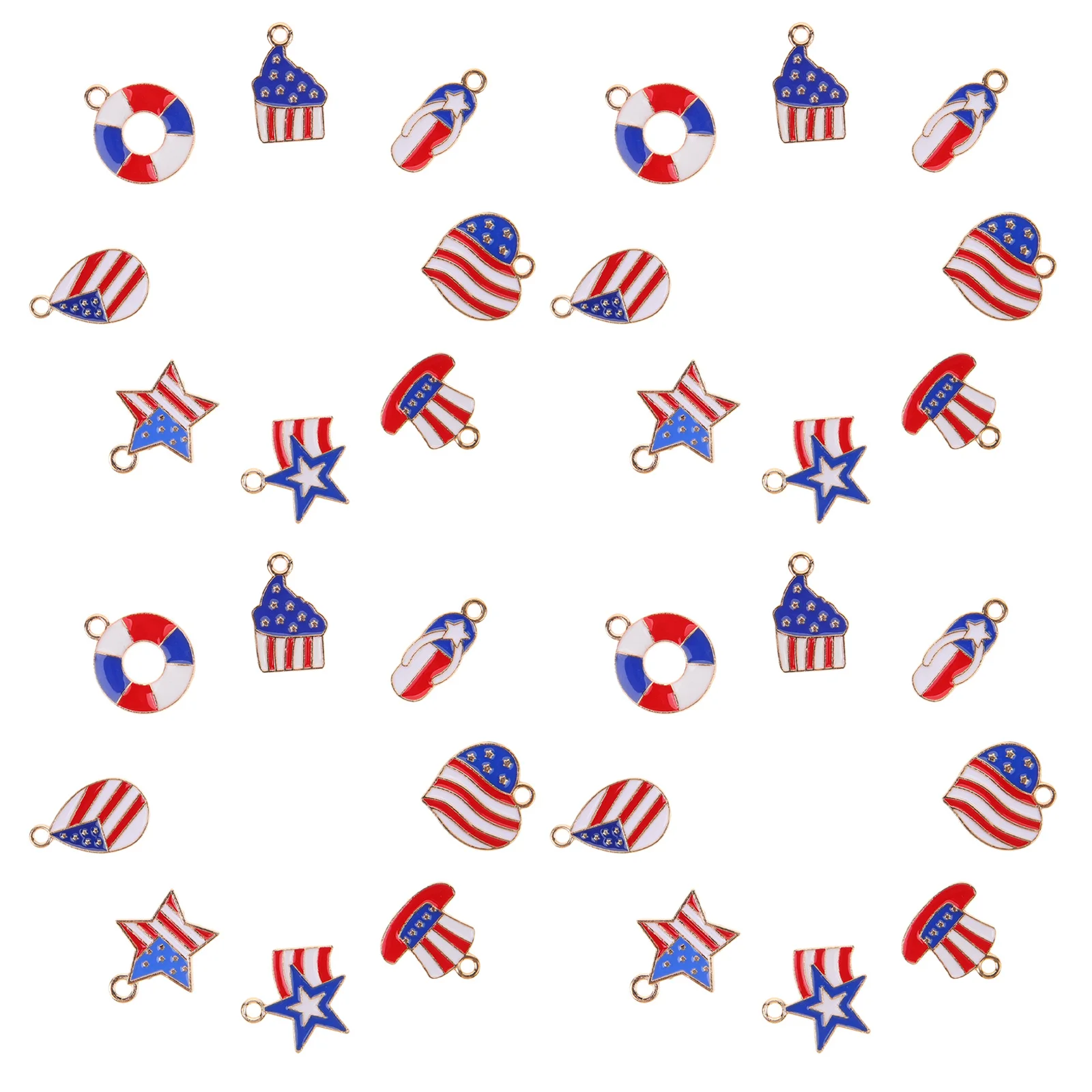 48 pezzi in lega di zinco con bandiera americana, ciondoli, risultati di gioielli creativi per orecchini fai da te, bracciali, collane, forniture artigianali