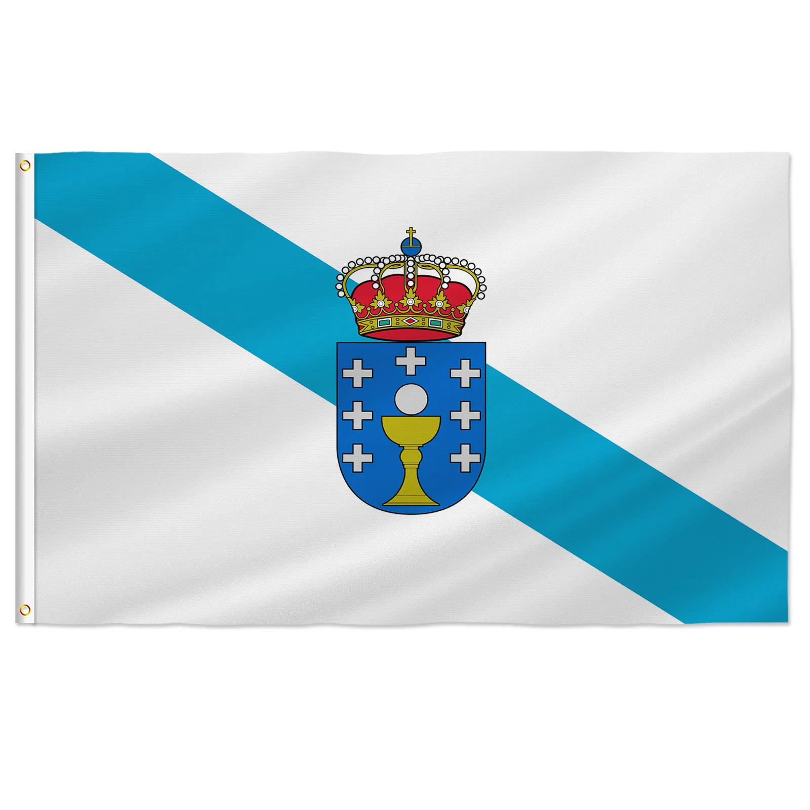 PTEROSAUR-Spain Spanish Galicia Flag, ESP ES Espana Galician Autonomous Region Flags, Room Indoor Outdoor Decoration Banner