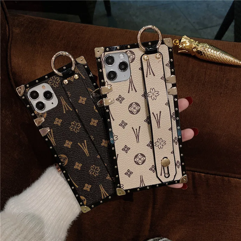 Luxury Brand Bumper PU Leather Wrist Band Soft Phone Case For Xiaomi Redmi Note 13 12 Pro 11 10 11S 10S 13C 12C 10A Mi 11T Cover