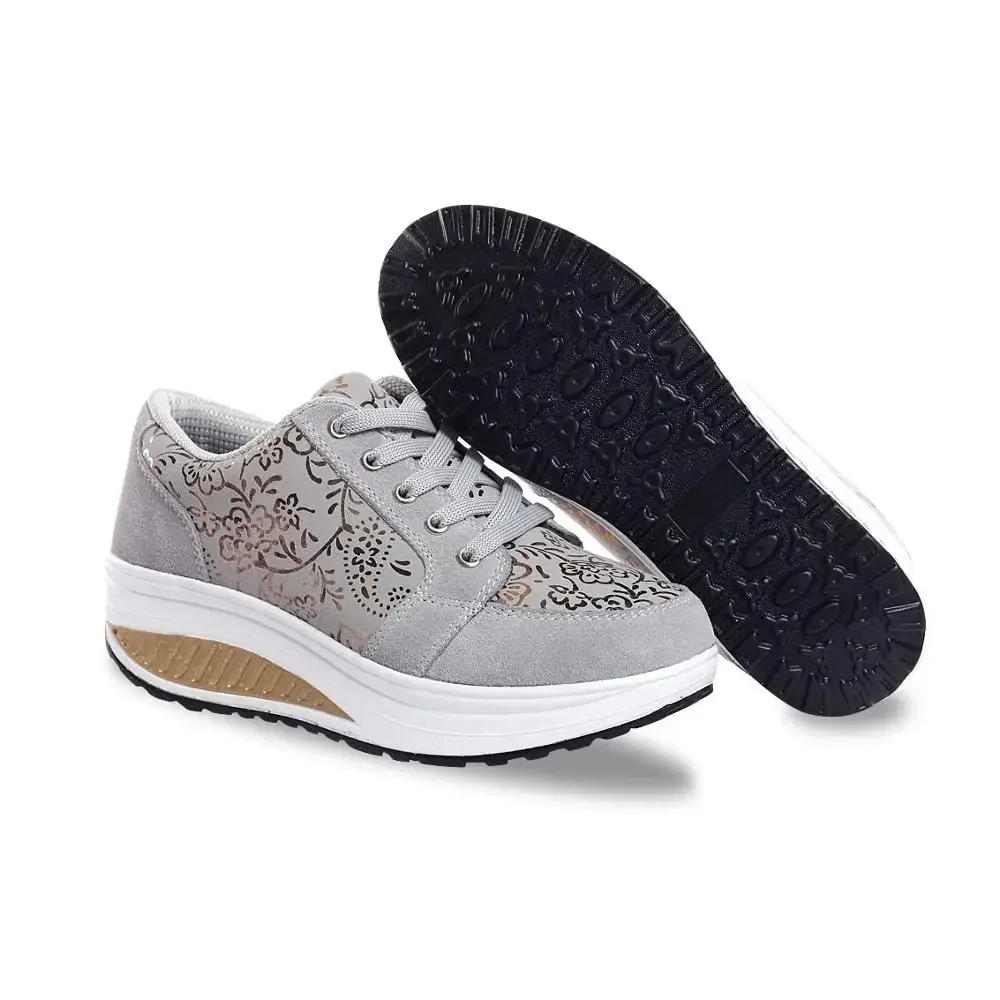 Slimming Toning Shoes For Women Wedge Platform Fitness Walking Jogging Sneaker 4.5 Cm Thick Sole Girl Swing Shoes Big Size 35-42