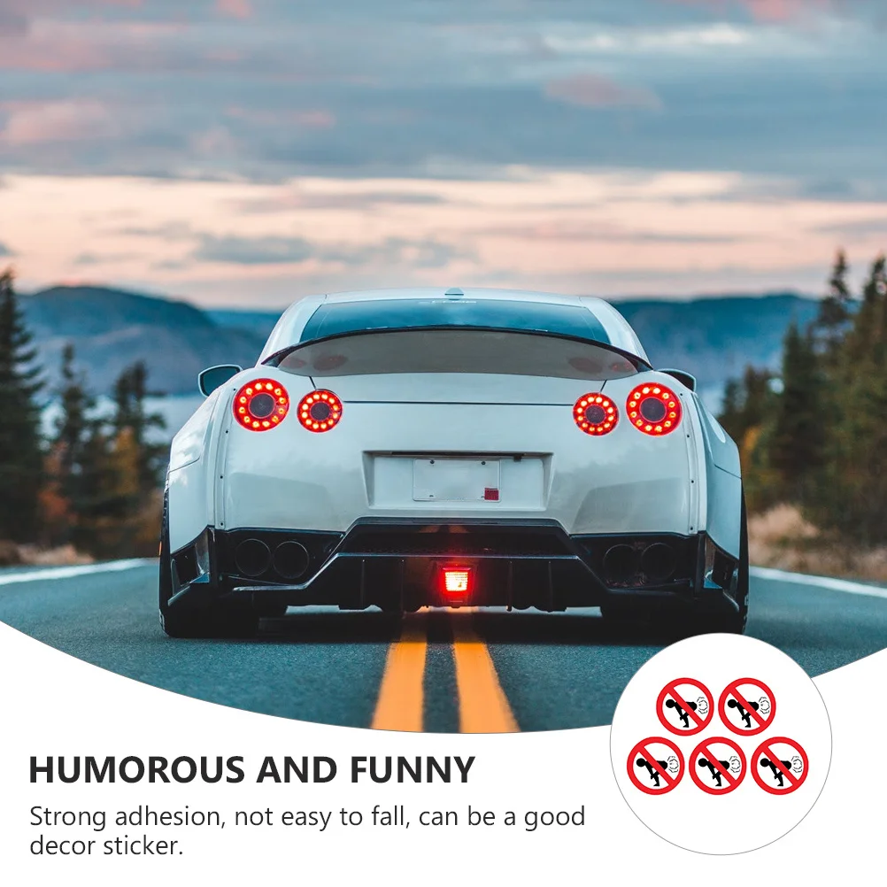 5Pcs No Farting Car Decal Warning Sticker Funny Car Window Body Adhesive Durable Waterproof Warning Sticker Door Stickers
