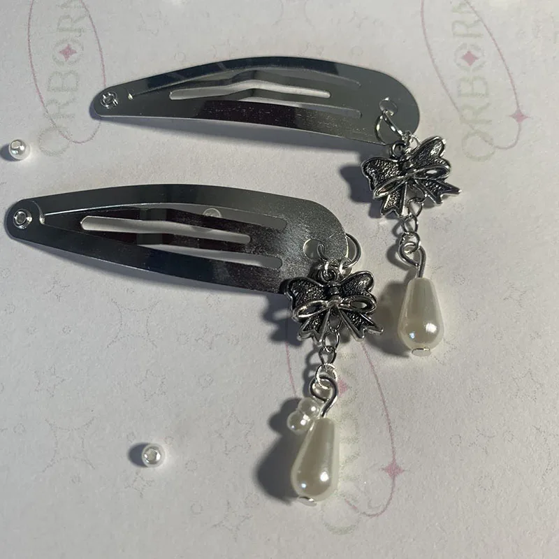 Women Silver plated hair clip y2k jewelry Dangle