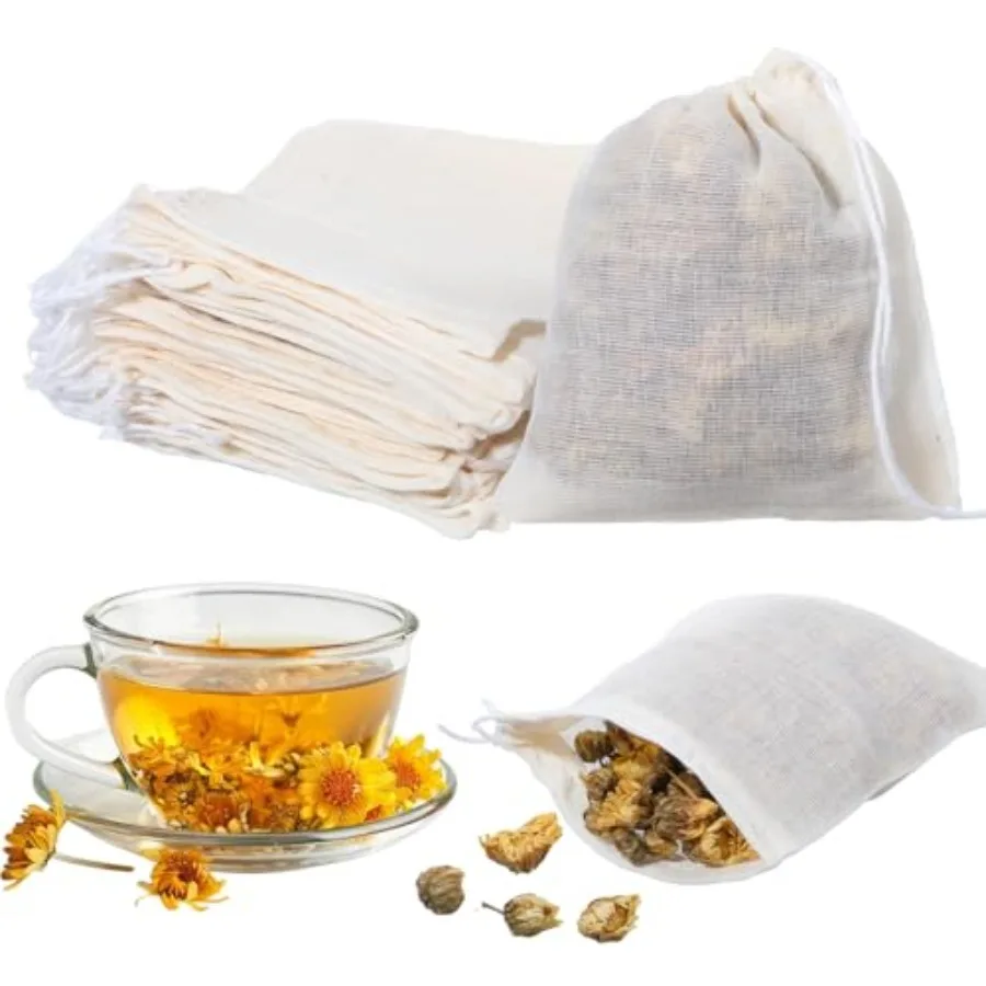 

50 Pcs Spice Bags for Cooking Soup Empty Small Drawstrings Bag Teas Filter Bags for Loose Tea Reusable Drawstring Cn Tea Bag Mi