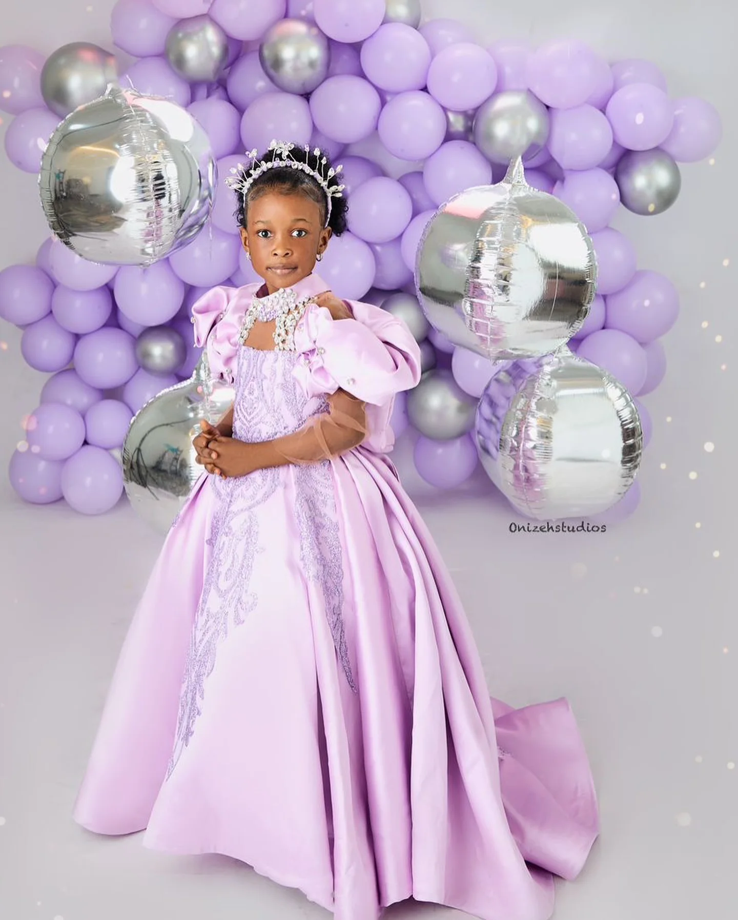 CswdocyPrincess Lavender Kids Birthday Dresses Long Sleeve Flower Girl Dresses for Wedding Party Girls Prom Gowns for Photoshoot
