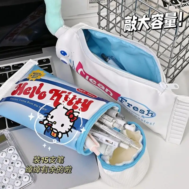 Hello Kitty Zahnpasta, kreativ, niedlich, Stifttasche, lustig, lustig, für Studenten, Schreibtisch, Sortierung, Geschenk, Schreibwaren, Aufbewahrungstasche