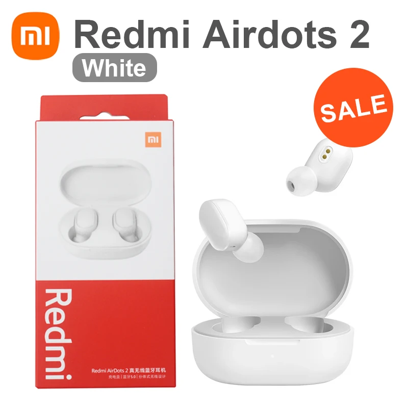 Originele Xiaomi Redmi Airdots 2 Witte Bluetooth Oortelefoon Draadloze Headset Met Microfoon Klassieke Muziek Hoofdtelefoon Voor Run Sport