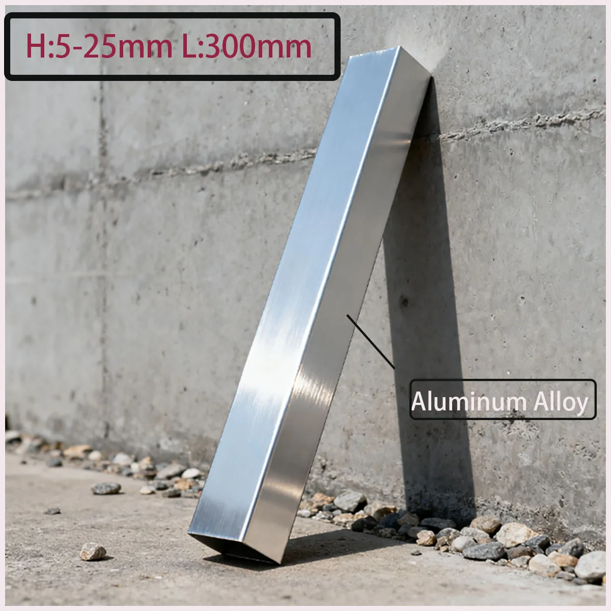 Aluminum alloy square tube 5-25mm high 300/500mm long hollow square profile, used for DIY decoration and hardware