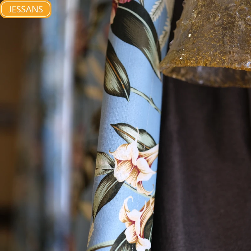 

Затеняющие ретро пасторальные американские шторы из полиэстера и хлопка с принтом для гостиной, спальни, французского окна, балкона по индивидуальному заказу