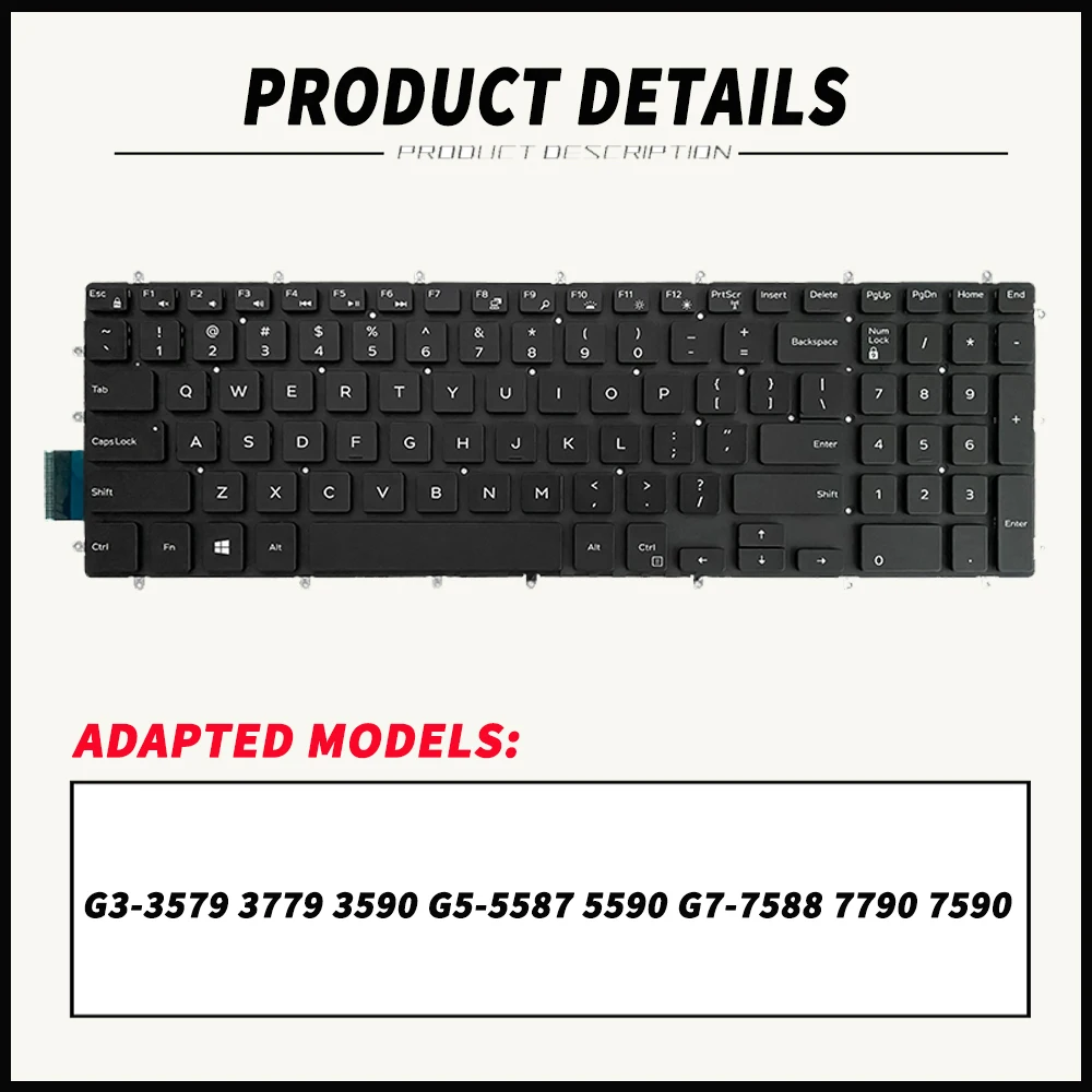 For Dell G3-3579 3779 3590 G5-5587 5590 G7-7588 7790 7590 Red/White/Blue Laptop Keyboards