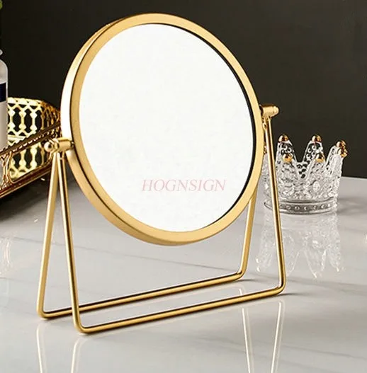High Beauty Desktop Makeup Mirror High Definition Desktop Mirror Learn Iron Art Rotating Dressing Mirror