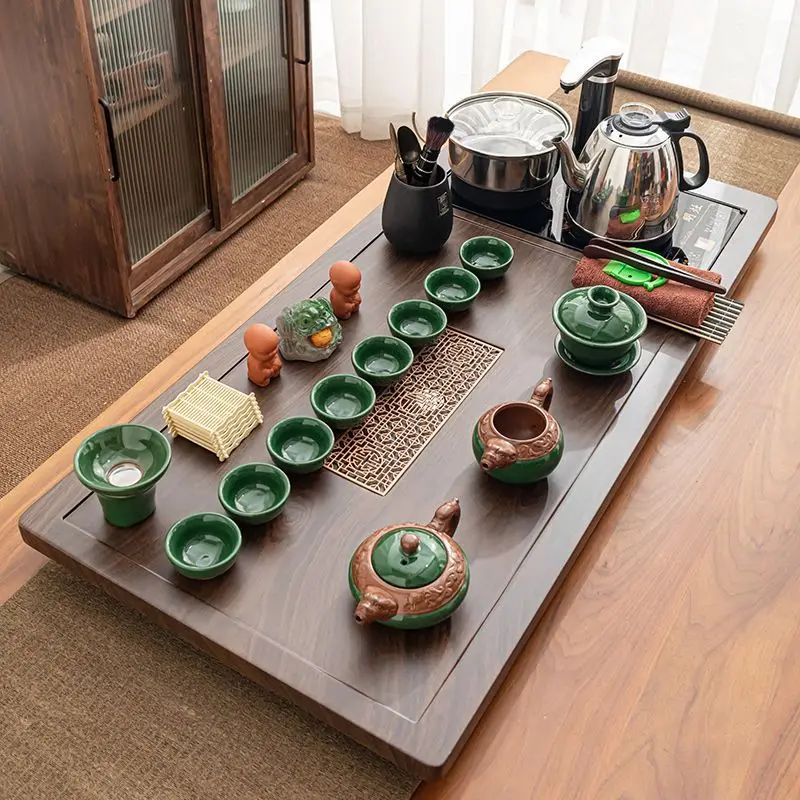 Serving Luxury Tea Tray Wooden Accessories Decorative Drip Drainage Tea Tray Rectangle Pot Long Kitchen Bandeja Madera Teaware view 3