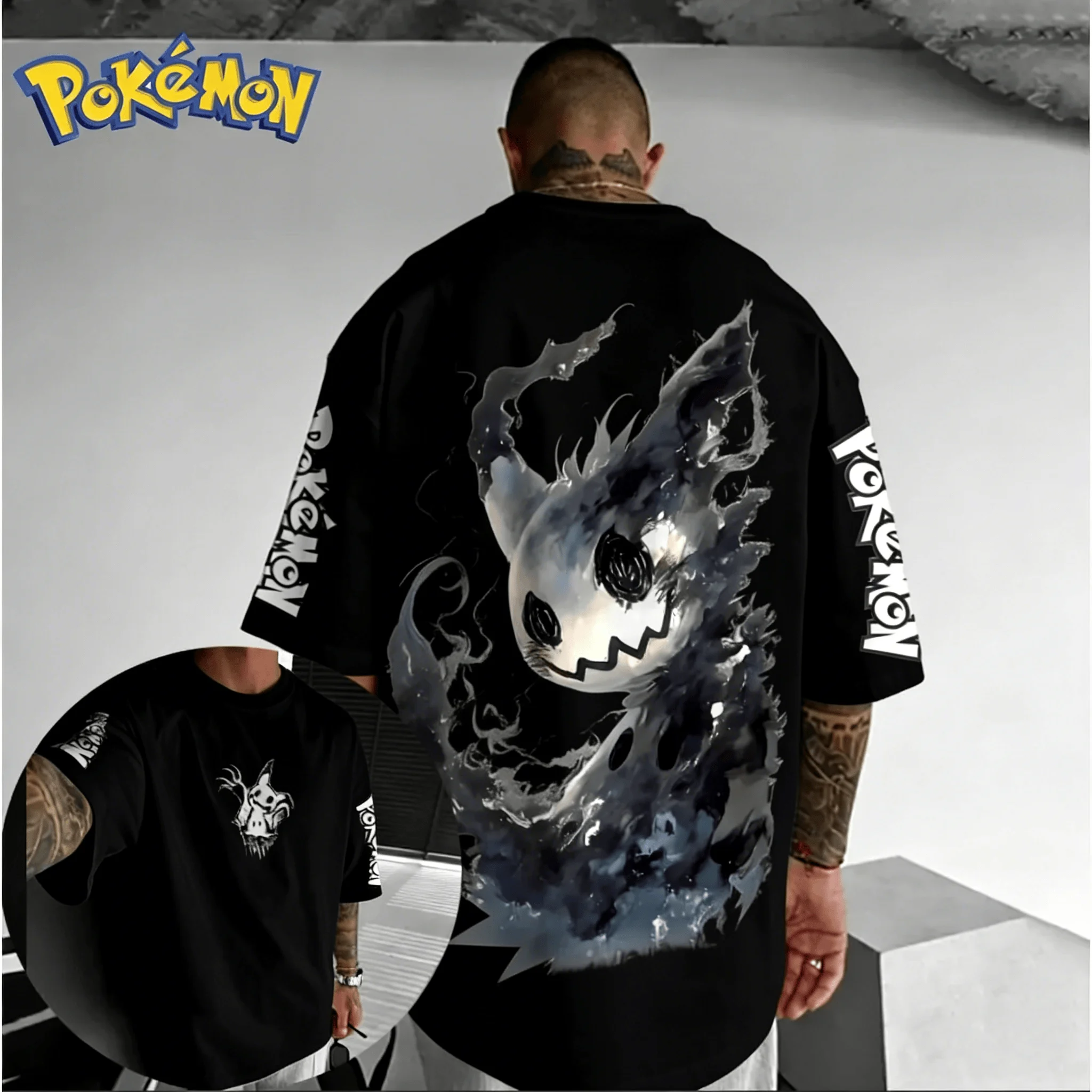 camiseta-estampada-pok-E-mon-anime-mimikyu-2026-verao-masculina-e-feminina-casual-solta-harajuku-top-algodao-oversized
