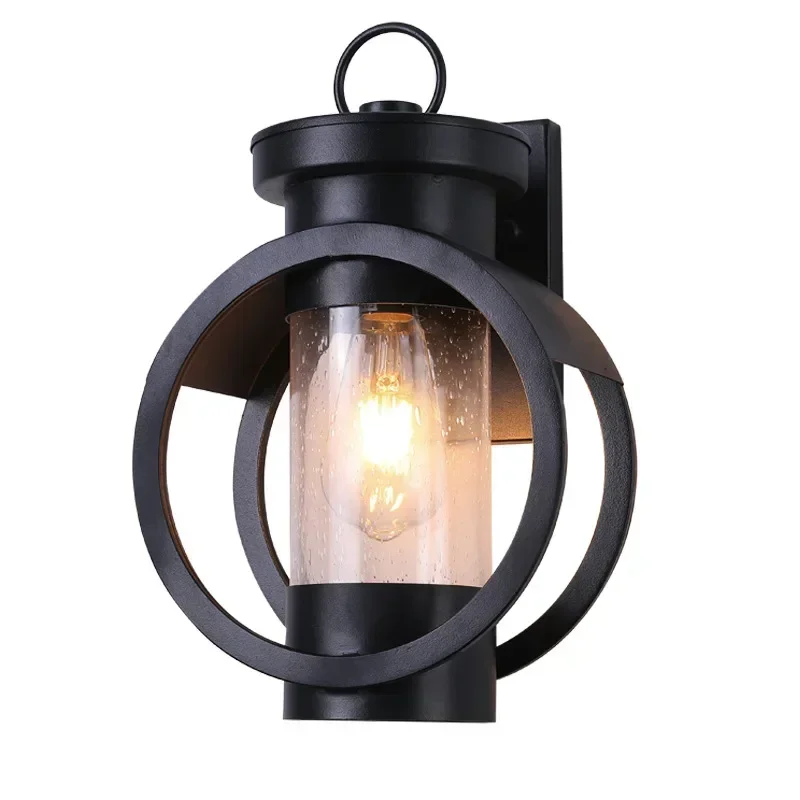 American Wrought Iron Antique Outdoor Wall Lamp Hotel Waterproof Courtyard Lamp Balcony Outdoor Gate Wall Lamp