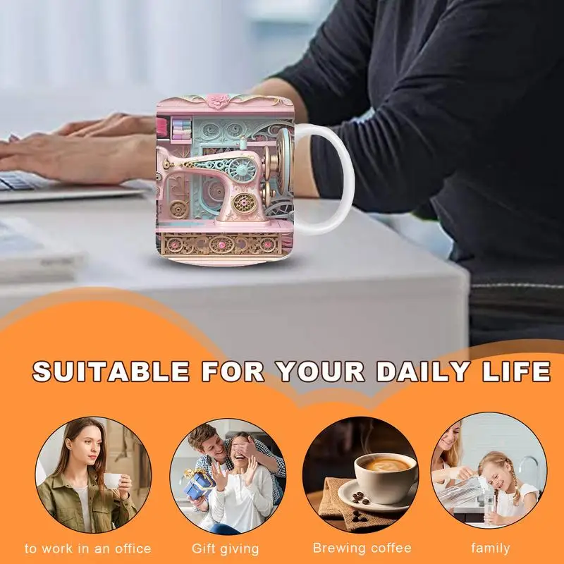 Funny Sewing Mug Ceramic Water Cup 3DNovelty Microwave Safe Sewing Quilting Coffee Mug For Women's Birthday People Who Like To