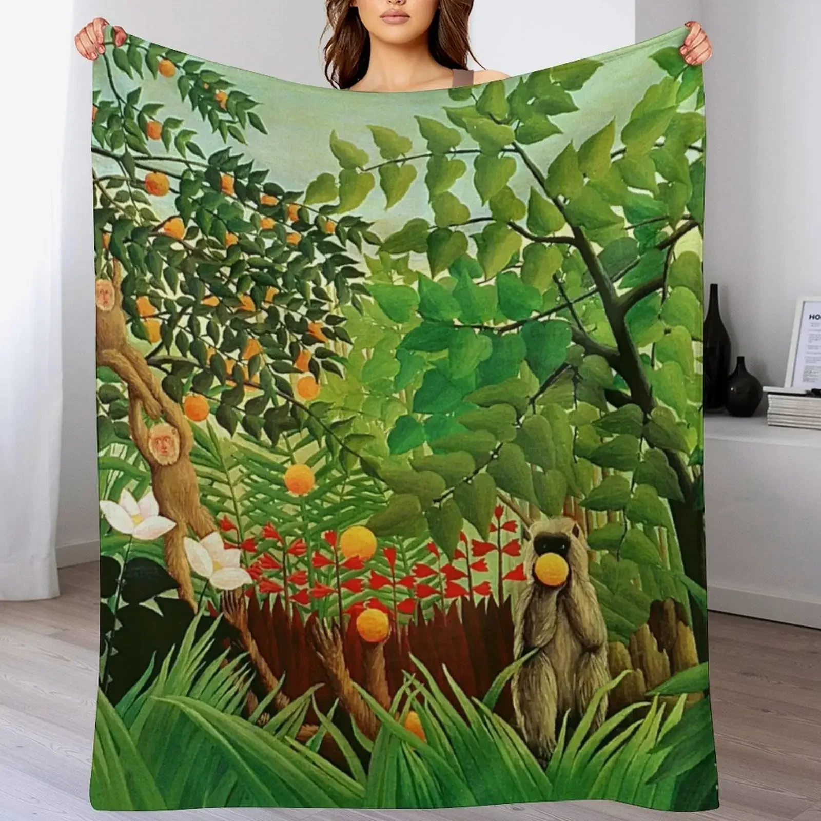 Henri Rousseau - Exotic Landscape Throw Blanket Nap Soft Hair Cute Blankets