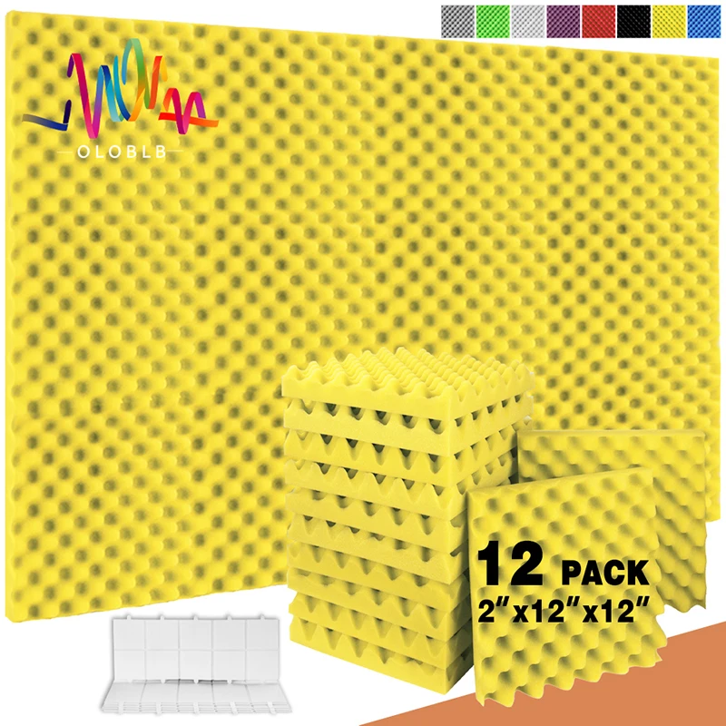 

12 Pack Acoustic Panels Self-adhesive Egg Crate Panels Sound Proof Wall Tiles For Office Recoding Studio Sound-absorbing Foams