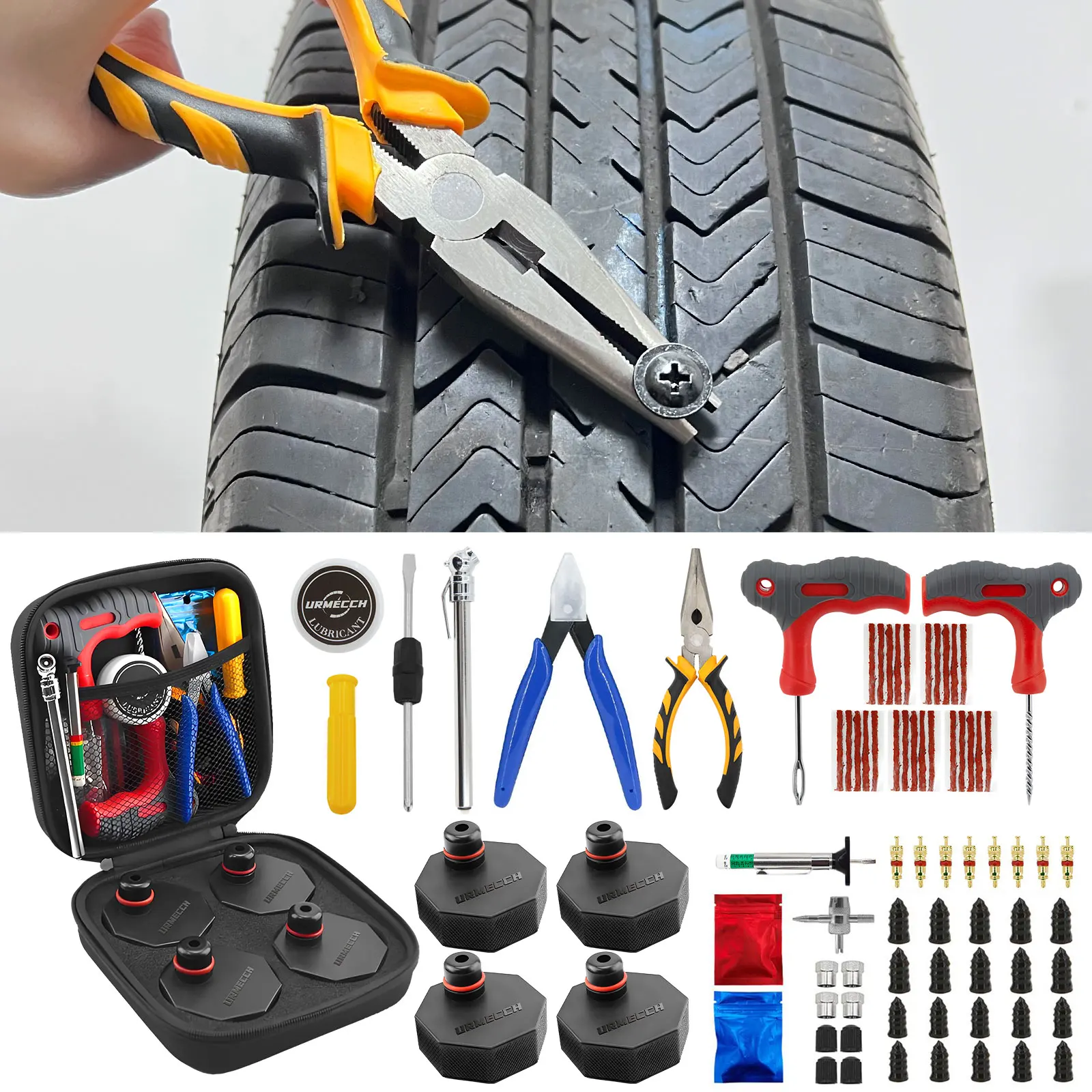 

Для Mach E Jack Pad с инструментом для ремонта шин, резиновая шайба для Ford Mustang 2024 2023 2022 2021, плоскогубцы для прокола шин, игольчатые плоскогубцы