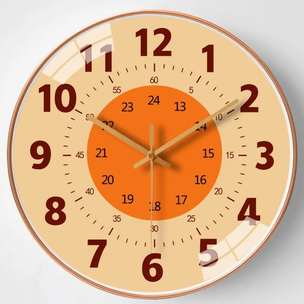 

Wall Decor Silent Wall Clock Punch-free Modern Learning Clock Mute Cartoon Electronic Color Clock Gift
