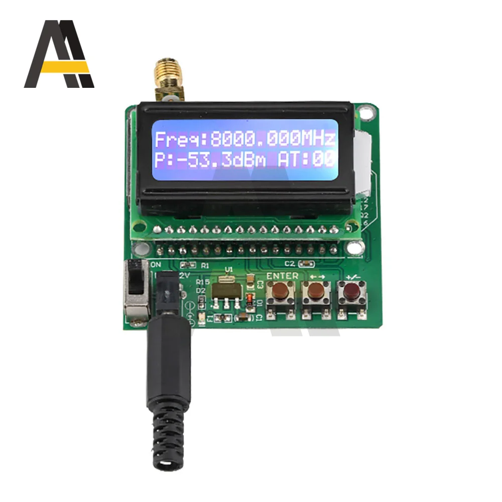 

-60 to -5dBm Watt Meter RF Power Meter DC 6-12V Power Attenuation Set Digital Display Signal Strength Module 1M to 8G