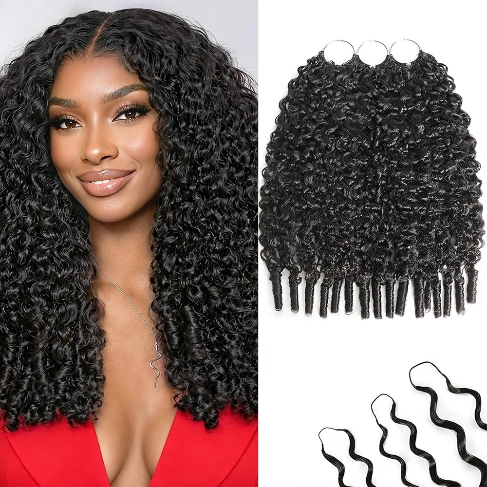 Natural Color Burmese Curly Crochet Human Hair Extensions Soft Silky Bouncy Texture Full Head Luxury Real Hair For Women Burmese Curly Human Crochet Hair 50g 100g 200g Knotless Pre-Separated Feather Crochet Hair