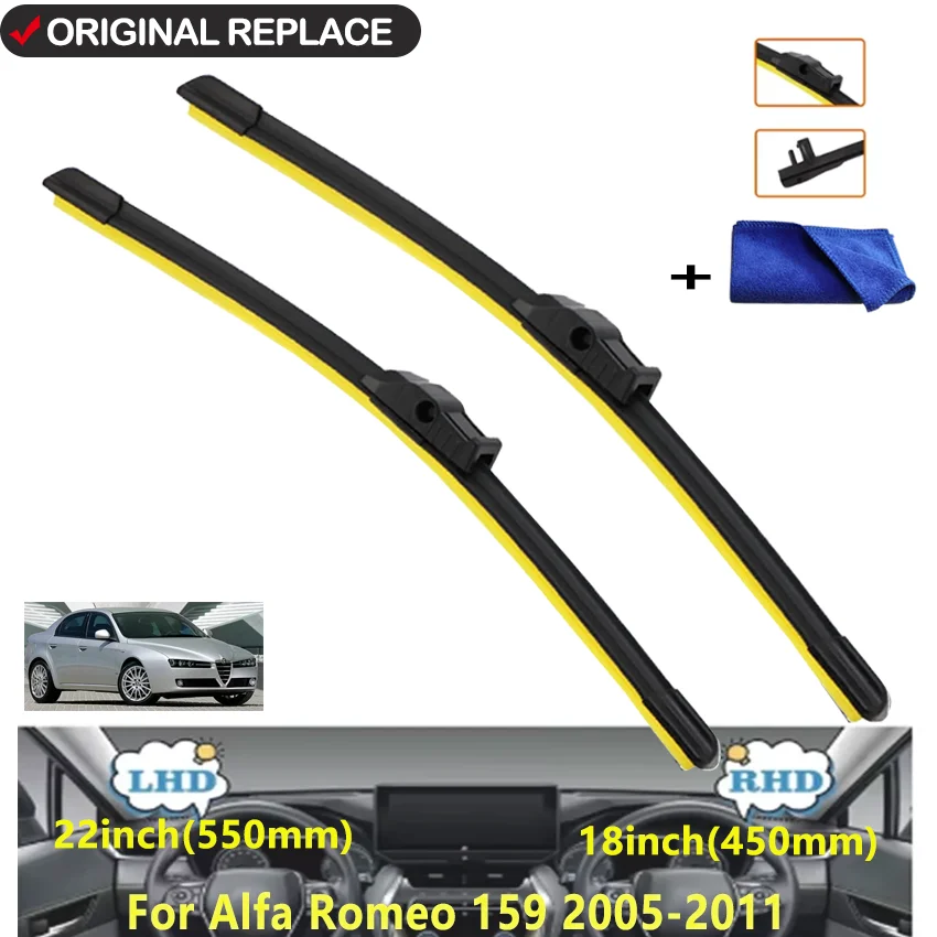 Car Wiper For Alfa Romeo 159 2005-2011 Front Wiper Blades Soft Rubber Windscreen Wipers Auto Windshield 22\