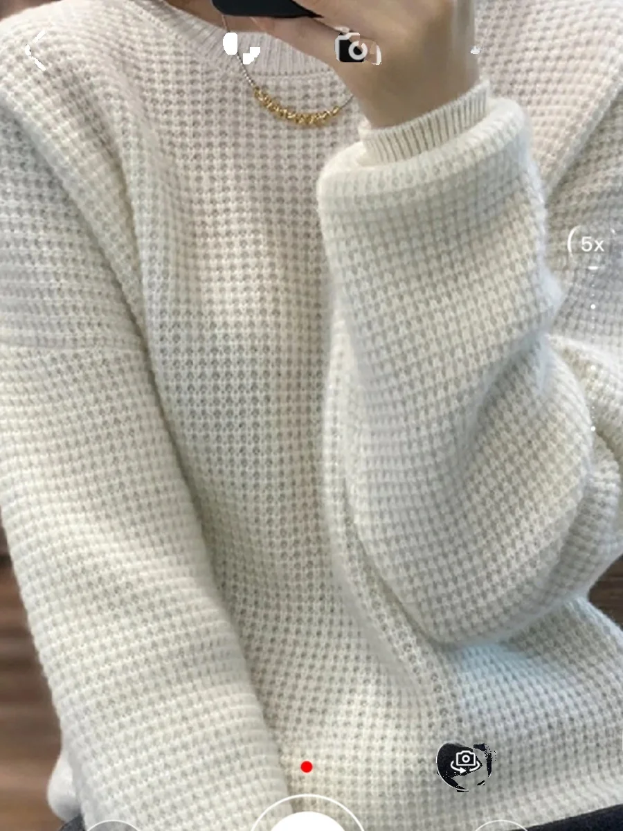 

Thiened Soft Cozy Vintage Knitted Sweater round Ne Loose Sve Long Sve Commute Sle Pure Color Other Fabric Regular...