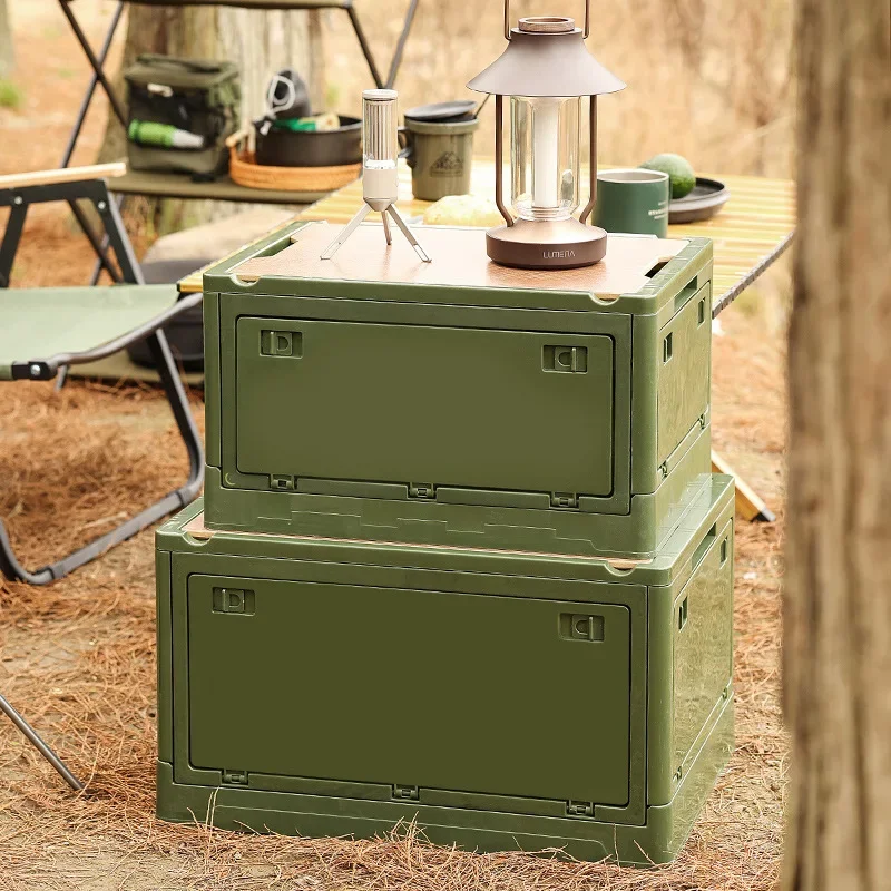 Aoliviya Outdoor Storage Box Household Wooden Lid Storage Box Side Door Camping Five Open Doors Folding Box Car