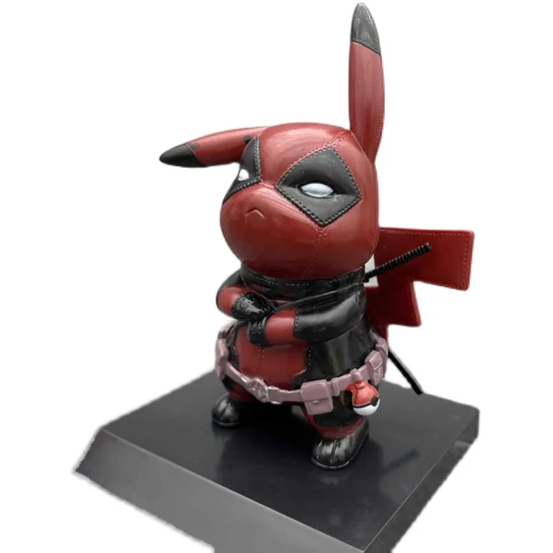 Marvel Iron Man Pikachu Cosplay Deadpool Q Version Action Figure - Cute Collectible Model Statue Toy for Desktop Decoration