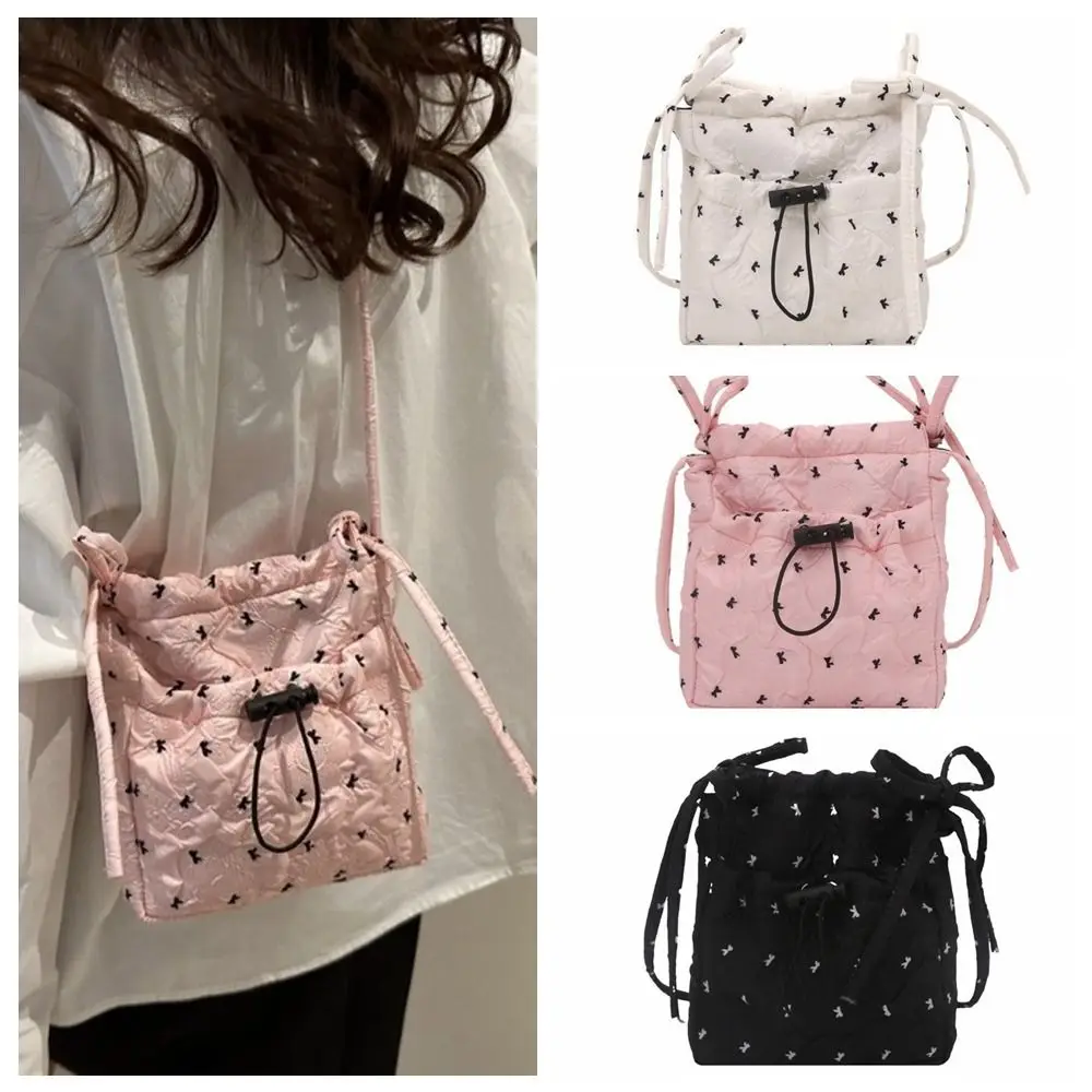 

Portable Versatile Bow Shoulder Bag Solid Color Square Women Crossbody Bag Coin Pouch Korean Style Mobile Phone Pack Daily