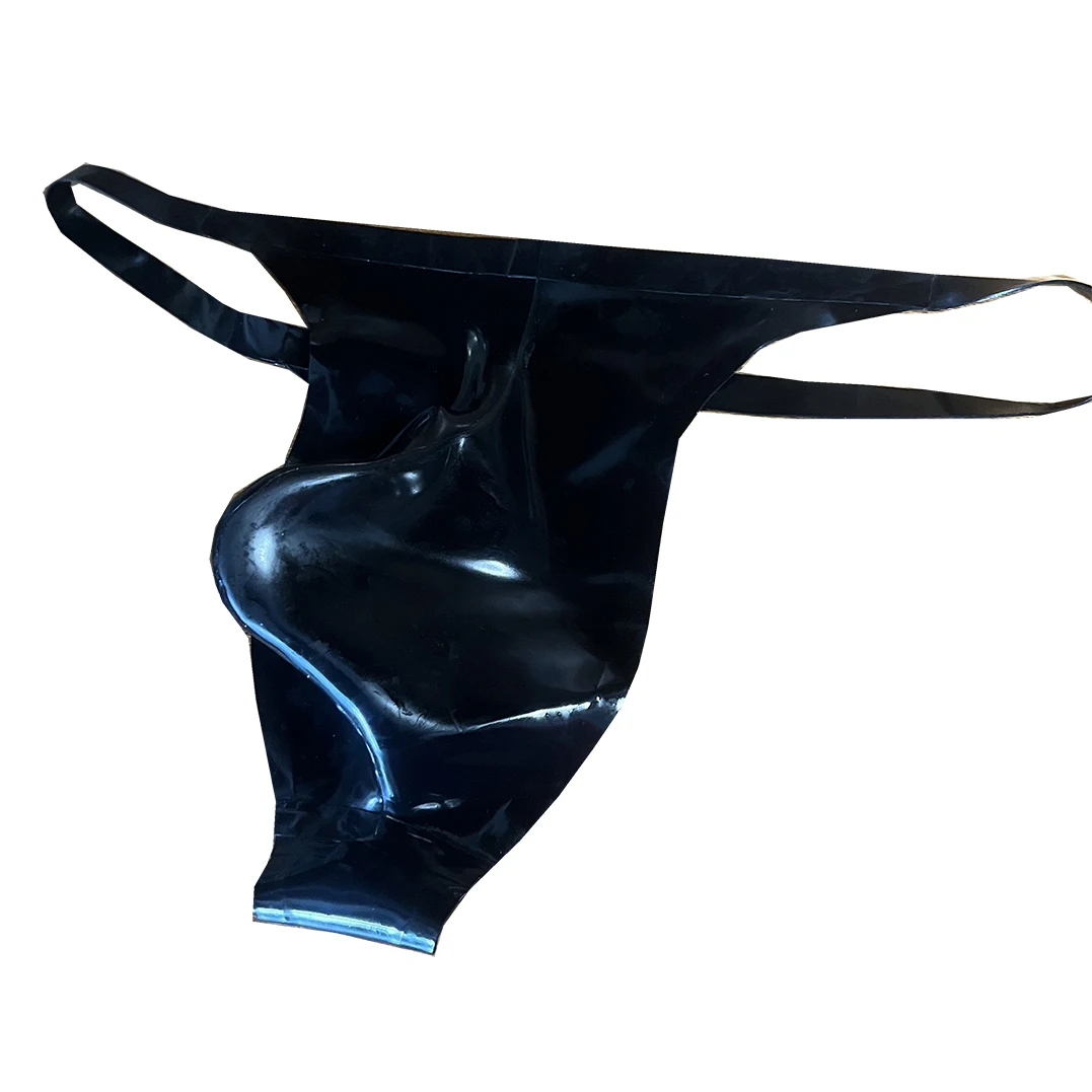 Sexy Men Latex Briefs Rubber  T-back Male Thong Lingerie Handmade Underwear RLPM040