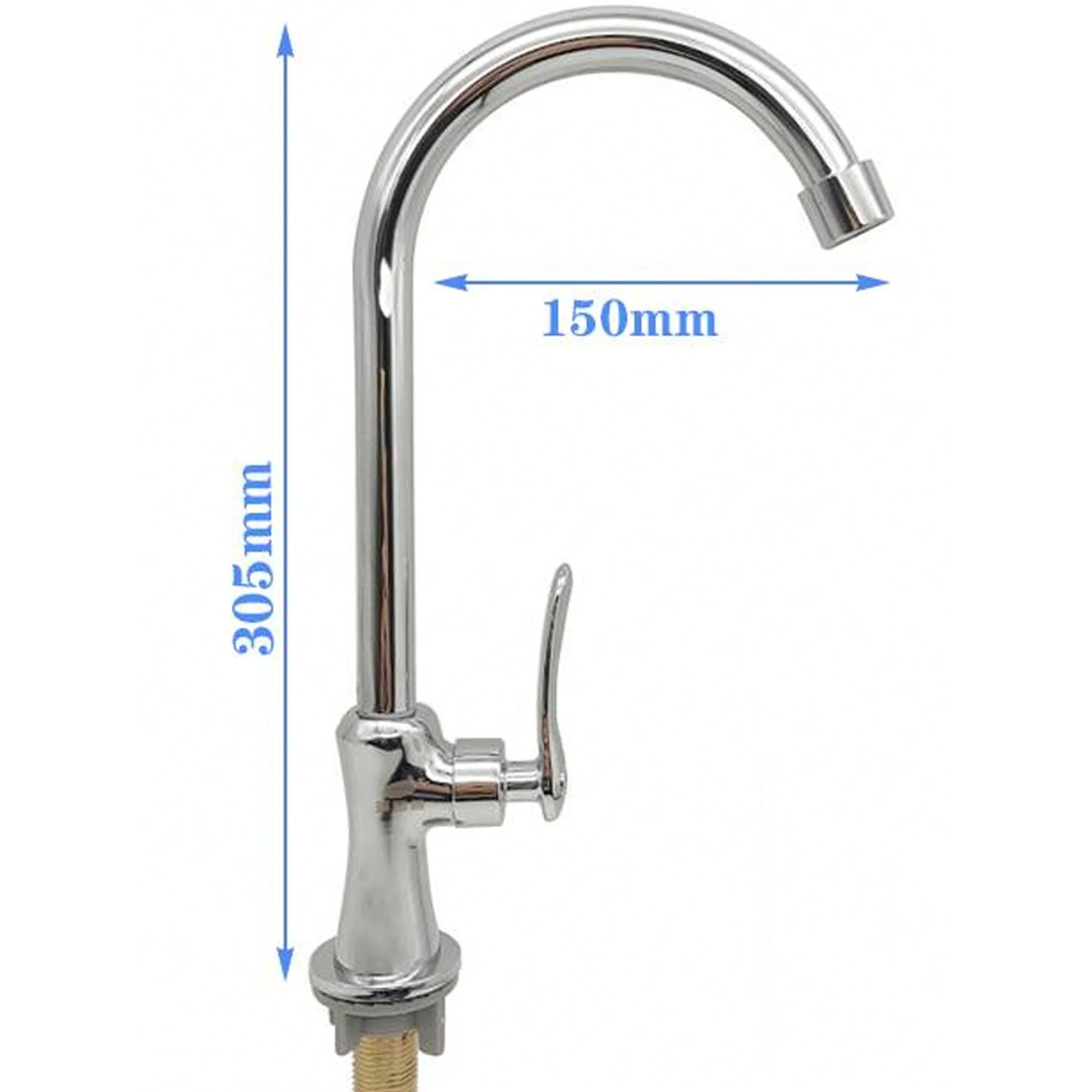 

Silver stainless steel vertical large bend faucet, copper inside and stainless steel outside the kitchen faucet universal rotati