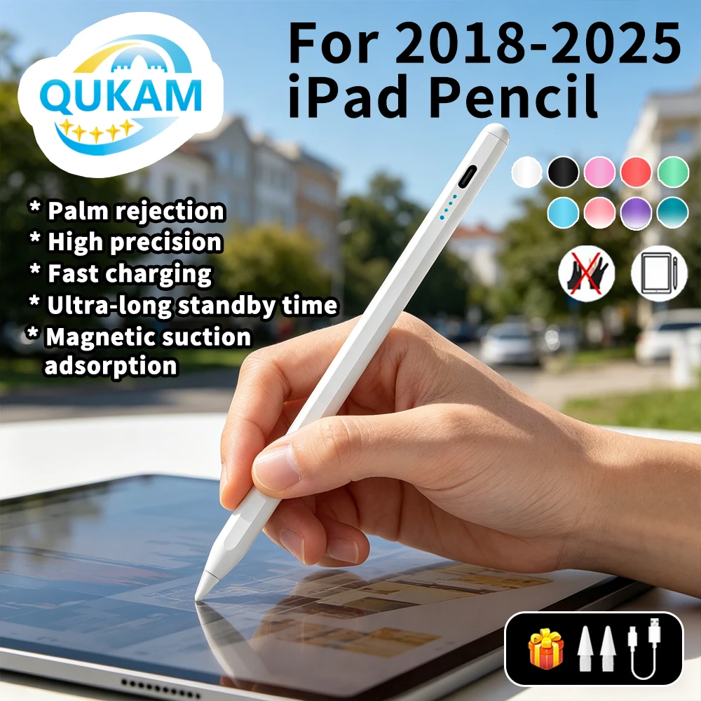 New Energy Saving Smart Stylus Pen Palm Rejection For iPad M4 M5 A16 iPad 2025-2018 Pro Air Mini Daily Writing Painting Tools