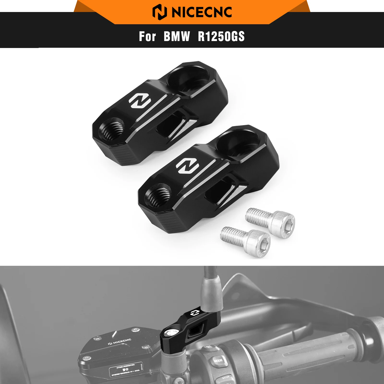 

For BMW R1200GS/R1200GS Adventure 2013-2018 2017 2016 Mirror Extender Riser R1250GS/R1250GS Adventure 2019-2023 2022 2021 2020