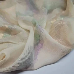 Colorful Silk Brocade Shimmer Metallic Jacquard Shiny Saree Scarf Fabric DIY Sewing Material