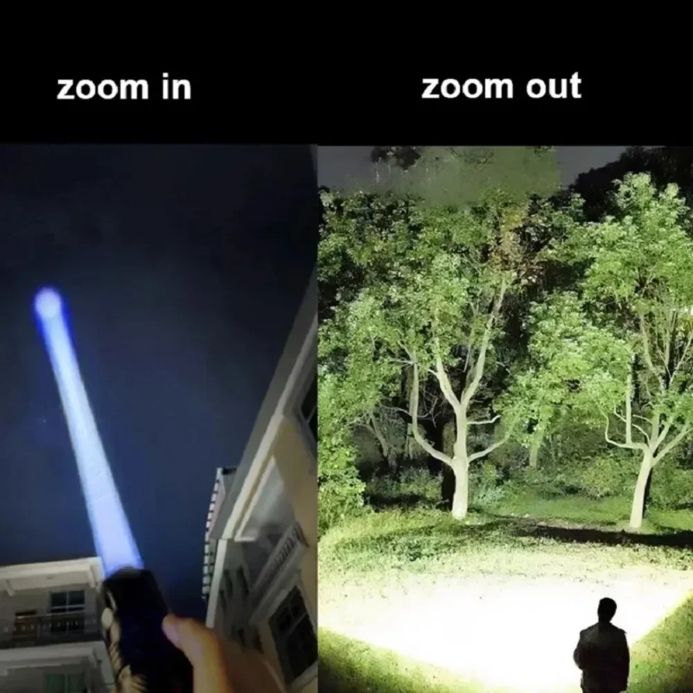 2025 XHP50 Super Bright Led Double Head Flashlight Waterproof Rechargeable Zoomable Torch Work Light Spotlight Floodling Lantern
