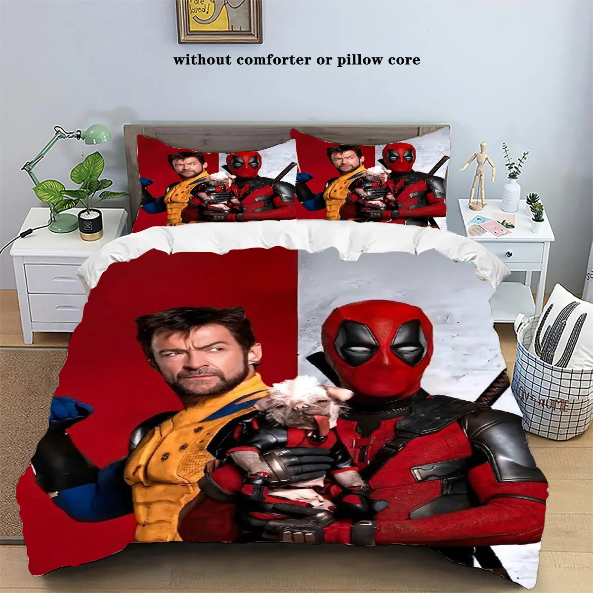 Marvel Movie Deadpool & Wolverine Bedding Set Deadpool Quilt Duvet Cover Pillowcase Kids Bed Comfortable Bed Set Twin King