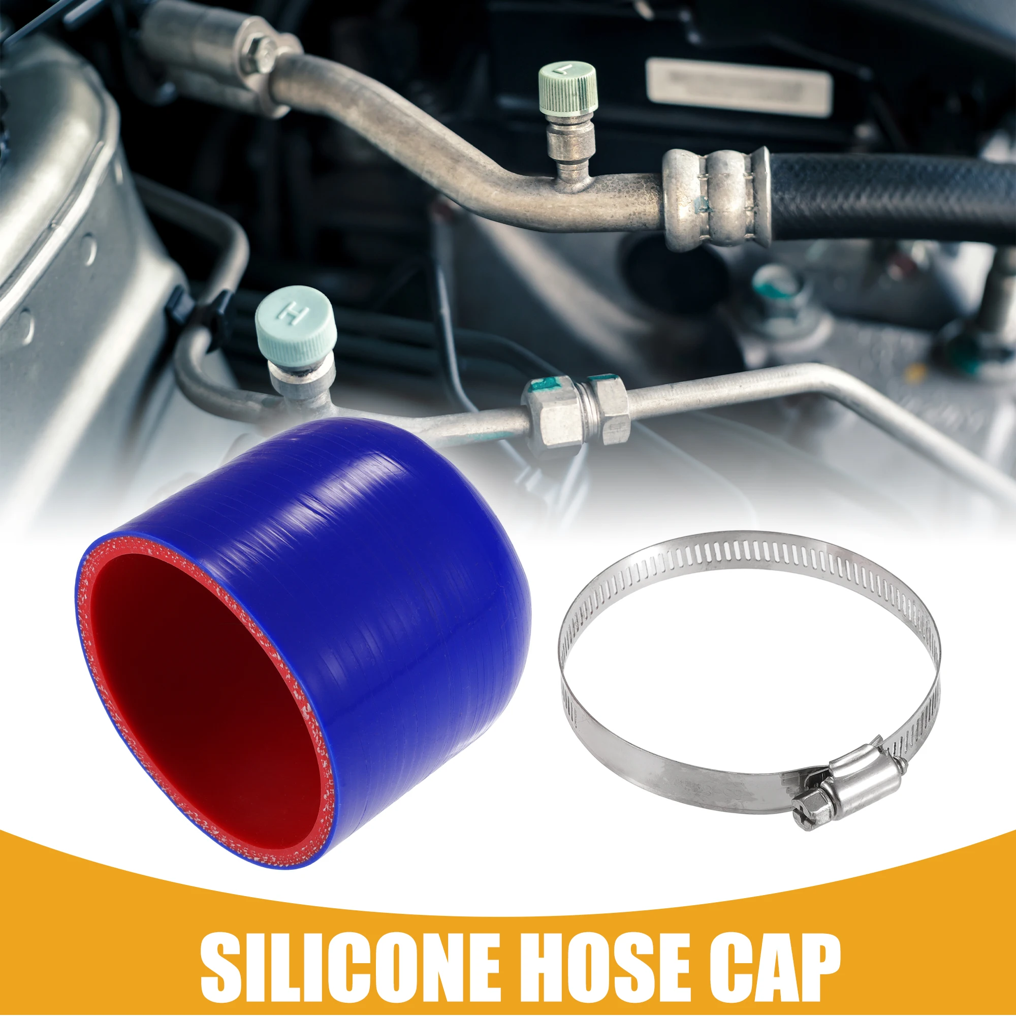 UXCELL 60mm Long 42mm-75mm ID Silicone Hose Cap Intake Vacuum Hose End Plug Car Coolant Heater Bypass Vacuum Water Port Blue