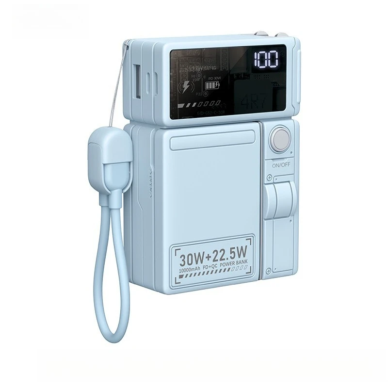 20000mAh Magnetic Wireless Power Bank with Plug Built-in Cable Fast Charging Power Bank 3C