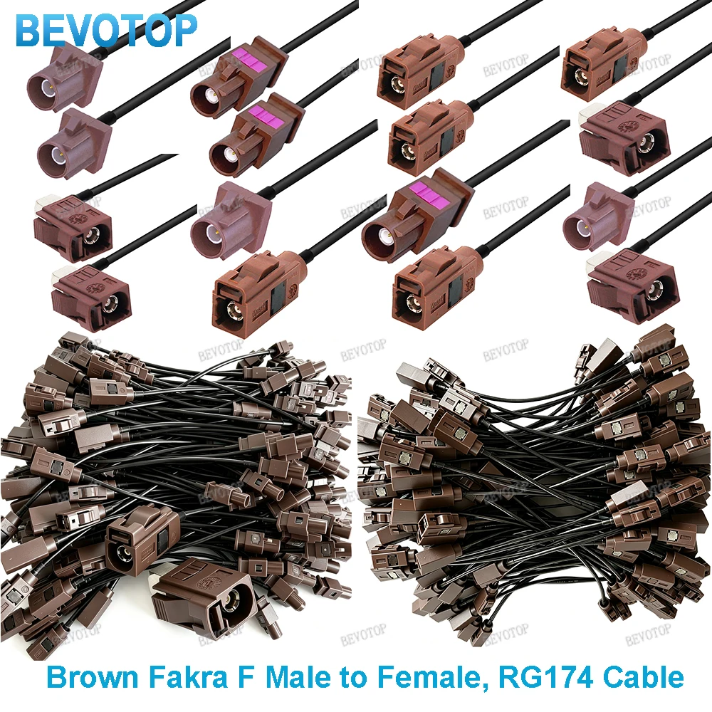 1Pcs RAL8011 Brown Fakra F Male to Female Fakra RG-174 Cable for TV SDARS Audio Video Antenna Extension Pigtail Fakra Jumper