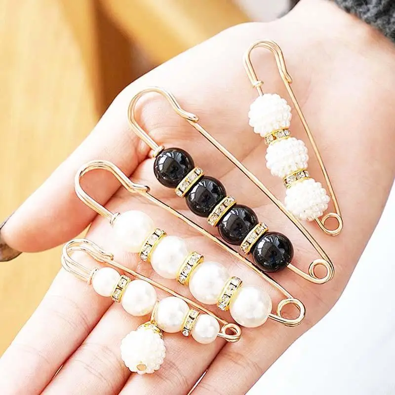 4/6/8/10/12/14/16Pcs Alloy And Plastic Irregular Shape Pins Elegant Faux Pearl Brooch Set Suitable For Dresses Hats Scarves A-J
