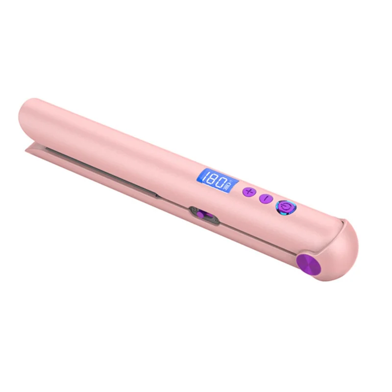 

Portable USB Rechargeable Hair Straightener and Curler with Power Bank Travel Flat Hair Wand Wireless Straightening C