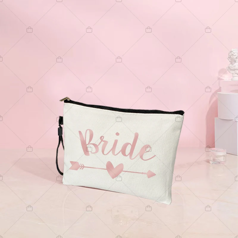 Team Bride Makeup Bag Wedding Bridesmaid Gifts Future Mariée Cosmetic Organizer Bags Small Traveling Essentials Toiletry Pouchs