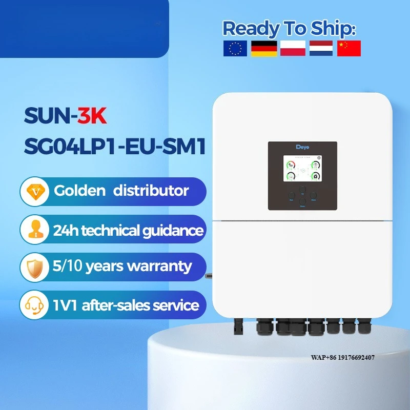 

deye 3kw Hybrid Inverter 24v 1 Phase SUN-3K-SG04LP1-EU-SM1 Wifi 220V 230V Solar Hybrid Inverter