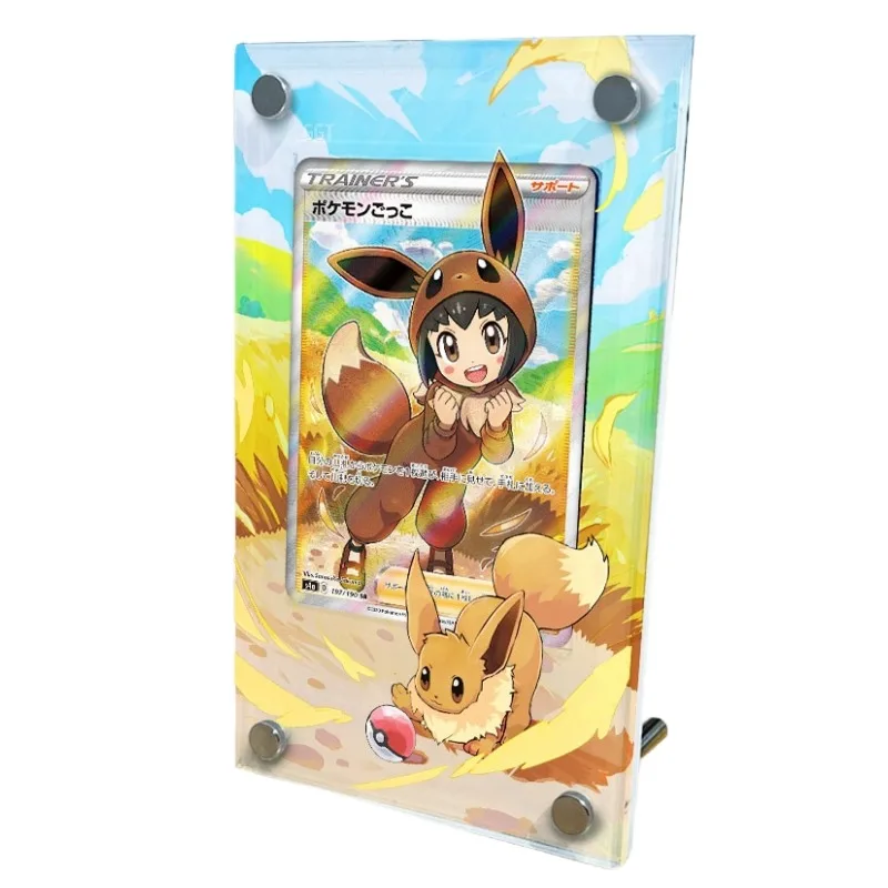 Présentoir de Collection de Cartes Pokémon pour Enfant, Personnages d'Animation, Peinture Acrylique Arc-en-Ciel, Brique Collée, Jeu