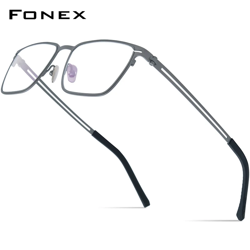 FONEX Pure Titanium Glasses Frame Men Square Eyewear 2024 New Male Classic Full Eyeglasses Frames F85779