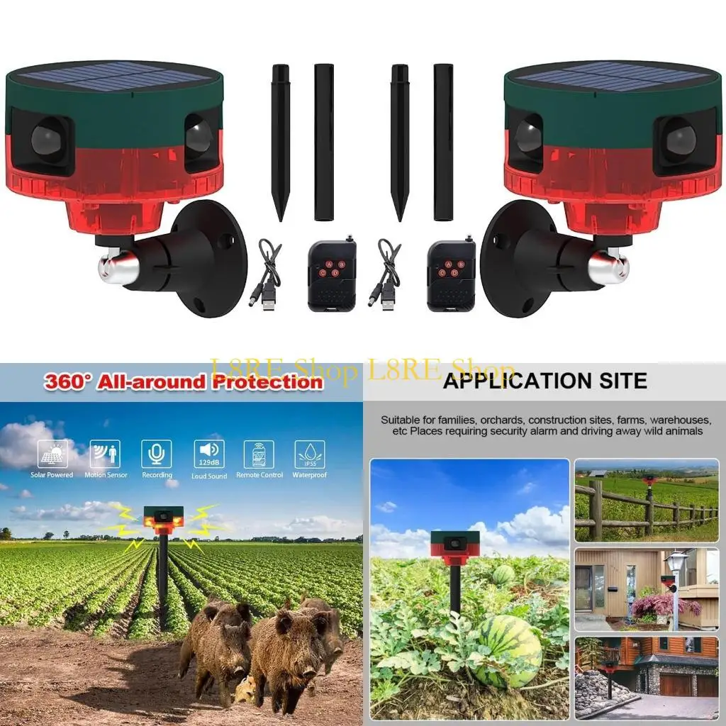 L8RE Sound Security Solar Motion Alarm Remote Control for Home